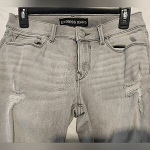 Express Jeans Grey Distressed Skinny Jeans